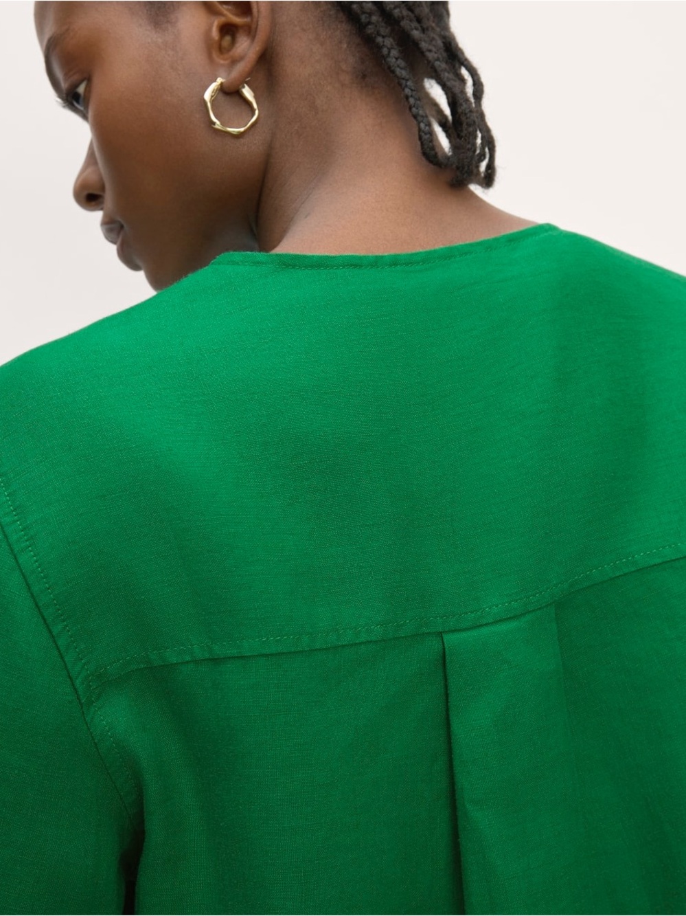 Everlane Emerald Green Linen Popover Shirt - Size Small Like New - Picture 3 of 8